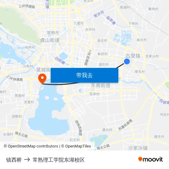 镇西桥 to 常熟理工学院东湖校区 map