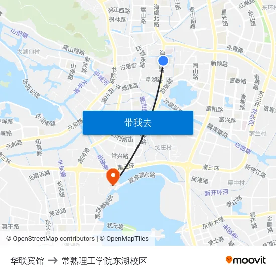 华联宾馆 to 常熟理工学院东湖校区 map