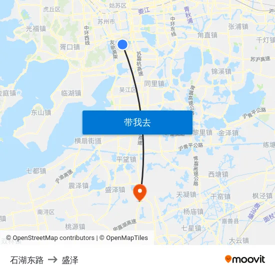 石湖东路 to 盛泽 map