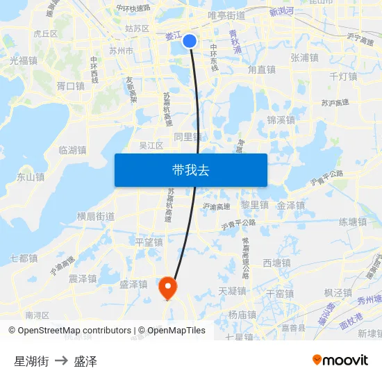 星湖街 to 盛泽 map