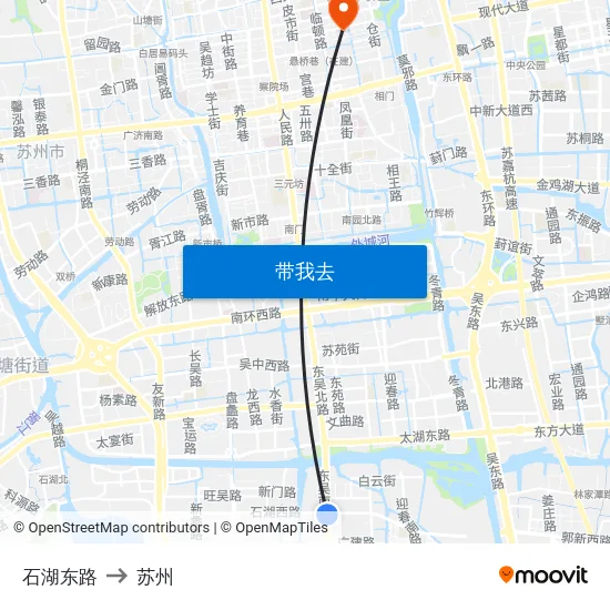 石湖东路 to 苏州 map
