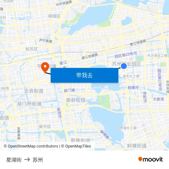 星湖街 to 苏州 map