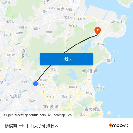 沥溪南 to 中山大学珠海校区 map
