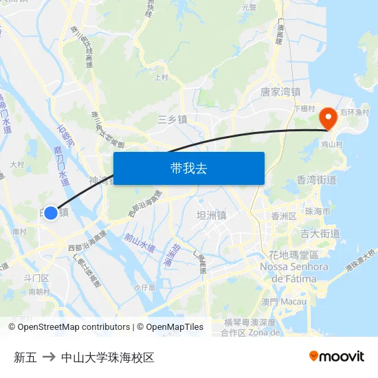 新五 to 中山大学珠海校区 map