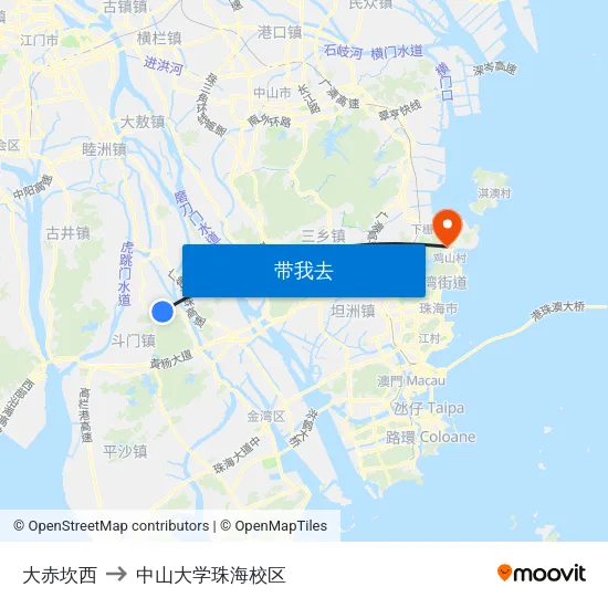 大赤坎西 to 中山大学珠海校区 map
