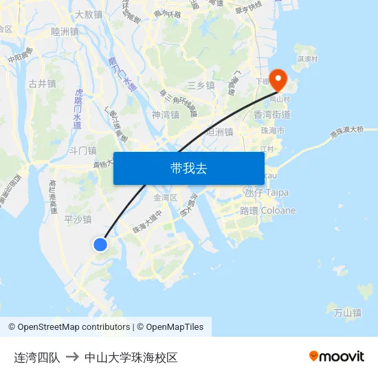 连湾四队 to 中山大学珠海校区 map