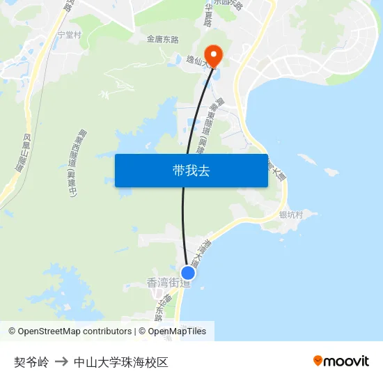 契爷岭 to 中山大学珠海校区 map