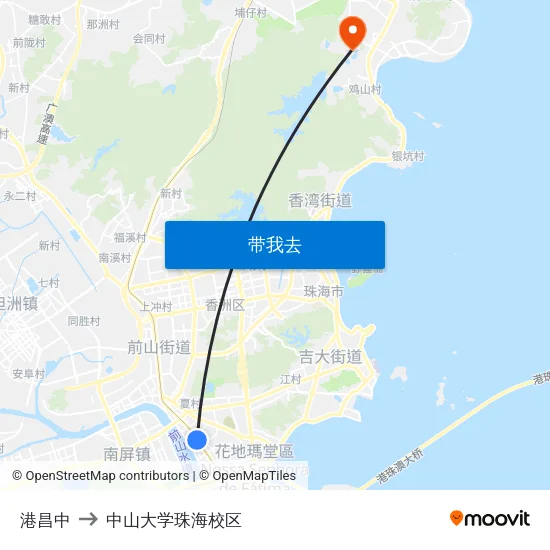 港昌中 to 中山大学珠海校区 map