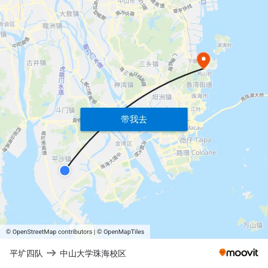 平圹四队 to 中山大学珠海校区 map