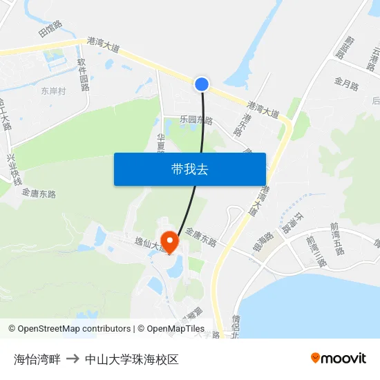 海怡湾畔 to 中山大学珠海校区 map