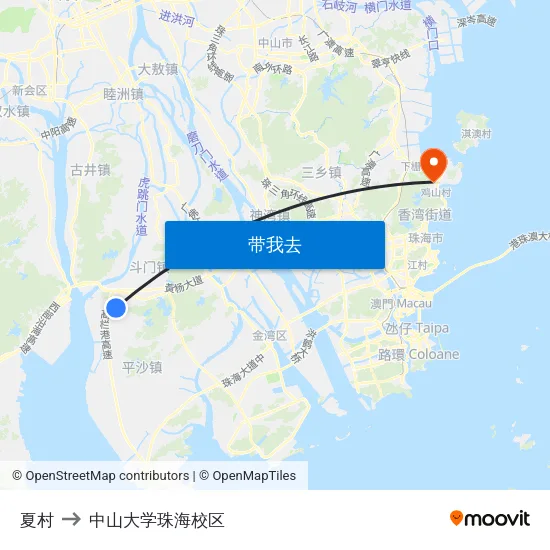 夏村 to 中山大学珠海校区 map