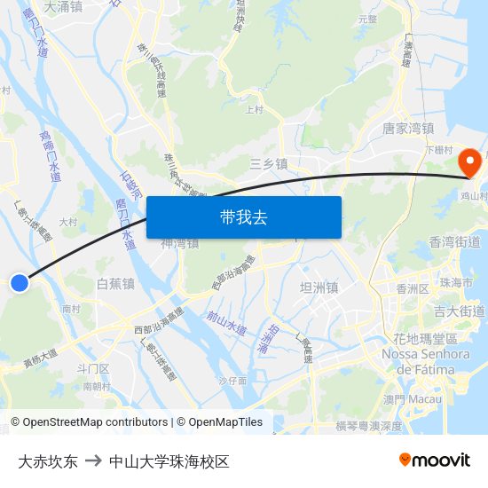 大赤坎东 to 中山大学珠海校区 map