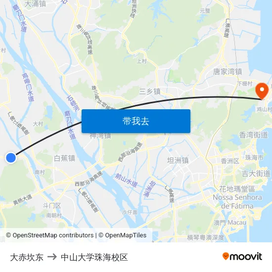 大赤坎东 to 中山大学珠海校区 map