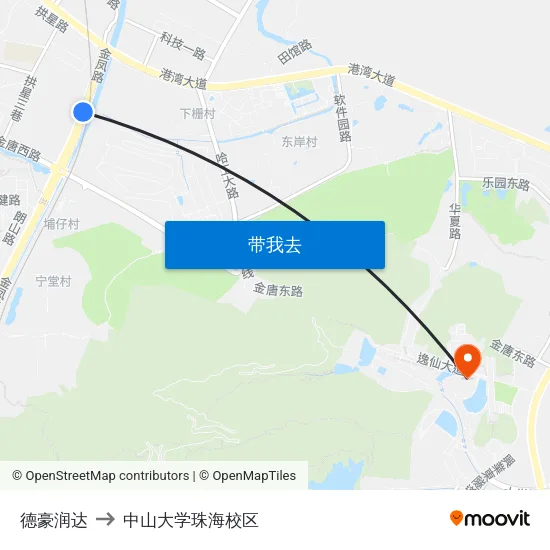 德豪润达 to 中山大学珠海校区 map