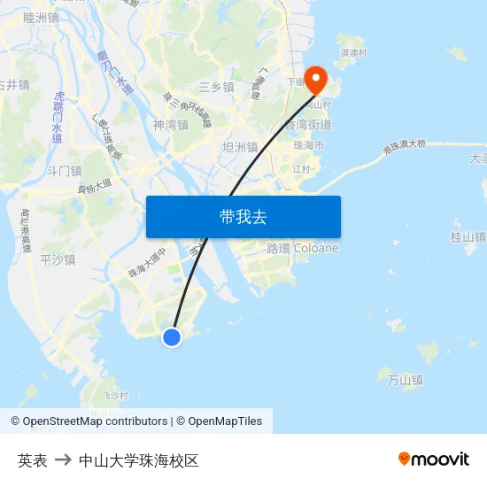 英表 to 中山大学珠海校区 map