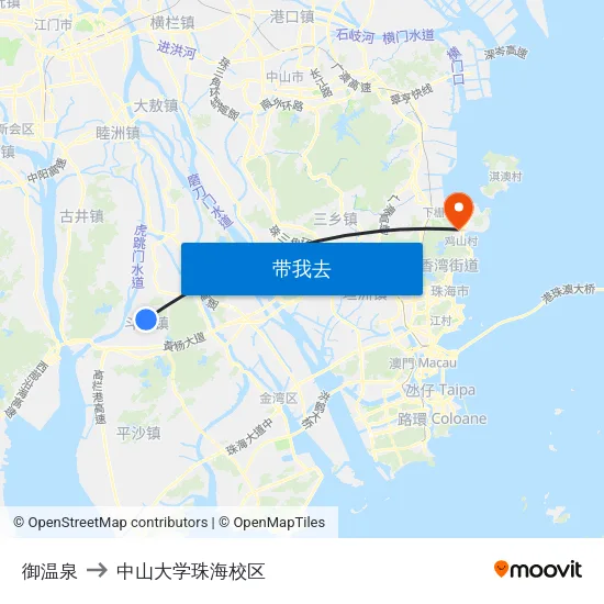御温泉 to 中山大学珠海校区 map