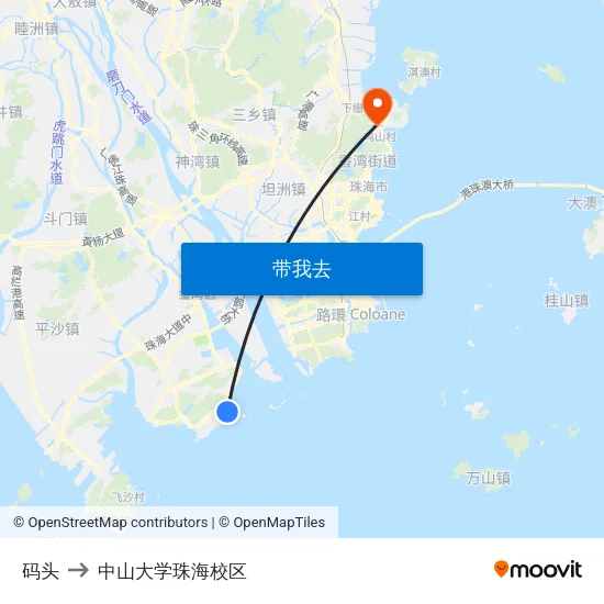 码头 to 中山大学珠海校区 map