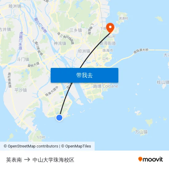 英表南 to 中山大学珠海校区 map