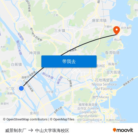 威景制衣厂 to 中山大学珠海校区 map