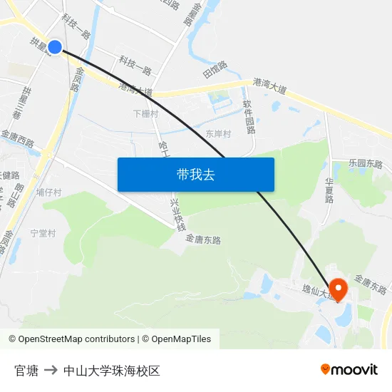 官塘 to 中山大学珠海校区 map
