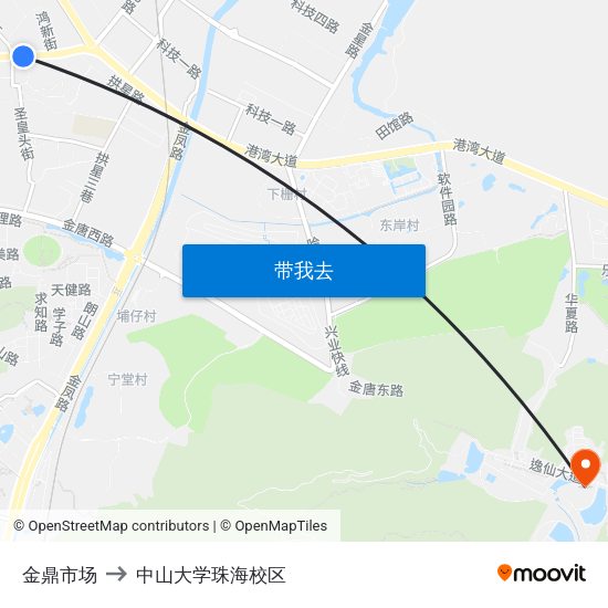 金鼎市场 to 中山大学珠海校区 map