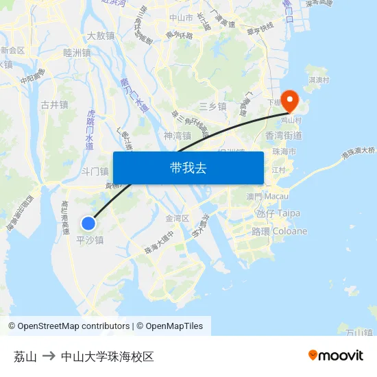 荔山 to 中山大学珠海校区 map
