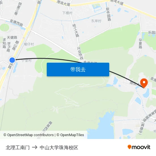 北理工南门 to 中山大学珠海校区 map