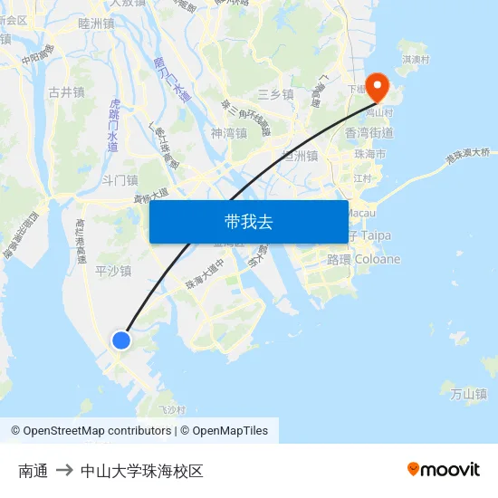 南通 to 中山大学珠海校区 map