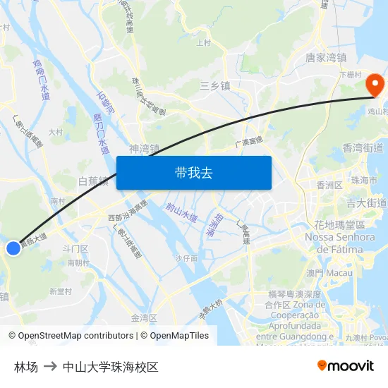 林场 to 中山大学珠海校区 map