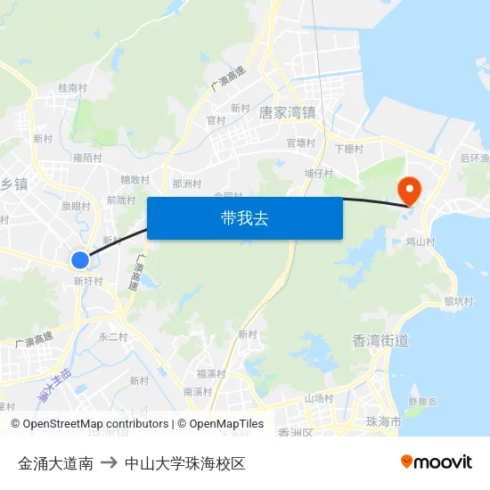 金涌大道南 to 中山大学珠海校区 map