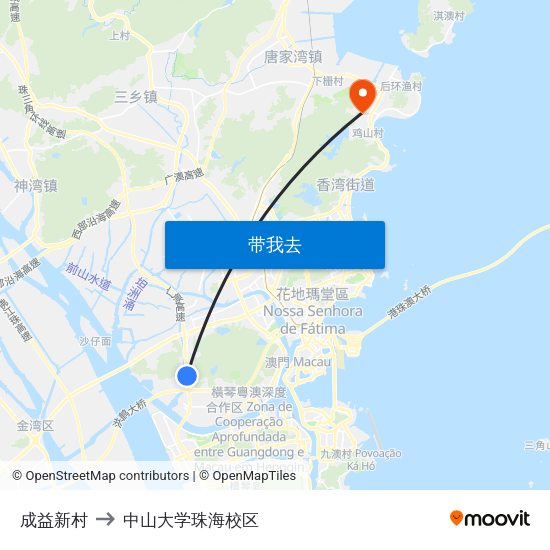 成益新村 to 中山大学珠海校区 map