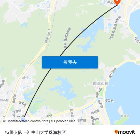 特警支队 to 中山大学珠海校区 map
