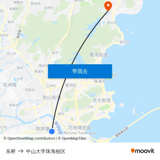 东桥 to 中山大学珠海校区 map