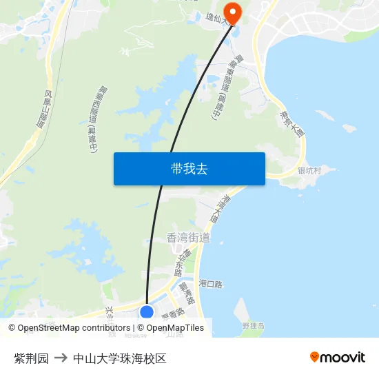紫荆园 to 中山大学珠海校区 map