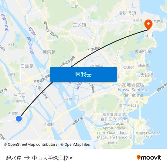 碧水岸 to 中山大学珠海校区 map