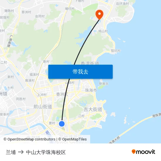 兰埔 to 中山大学珠海校区 map