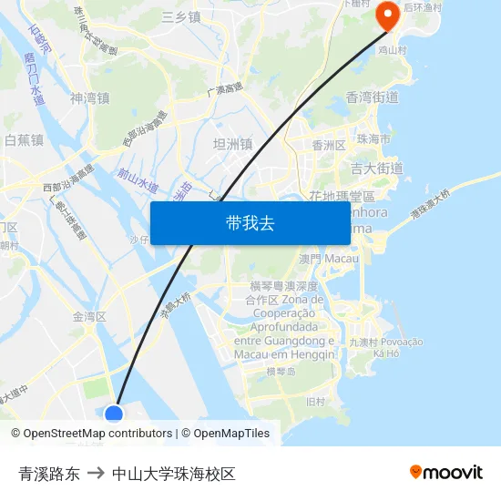 青溪路东 to 中山大学珠海校区 map