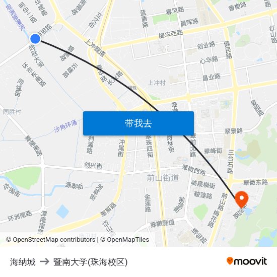 海纳城 to 暨南大学(珠海校区) map