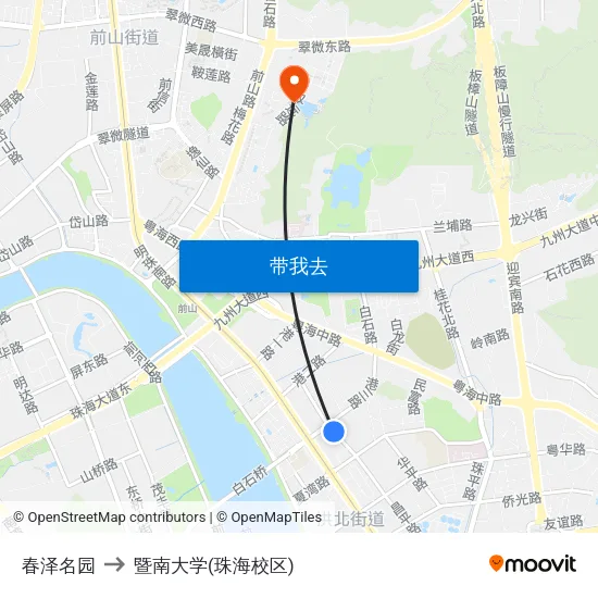 春泽名园 to 暨南大学(珠海校区) map