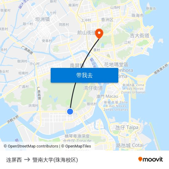 连屏西 to 暨南大学(珠海校区) map