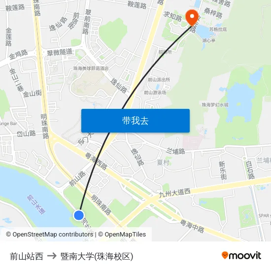前山站西 to 暨南大学(珠海校区) map