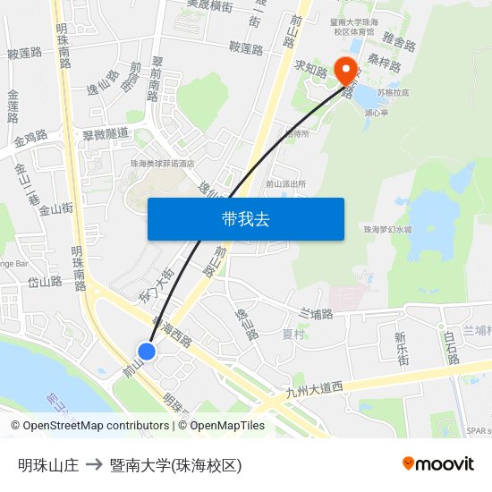 明珠山庄 to 暨南大学(珠海校区) map
