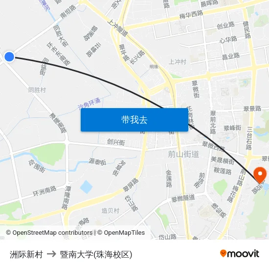 洲际新村 to 暨南大学(珠海校区) map
