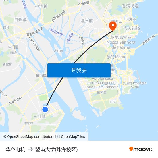 华谷电机 to 暨南大学(珠海校区) map