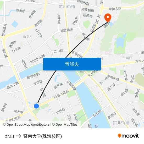 北山 to 暨南大学(珠海校区) map