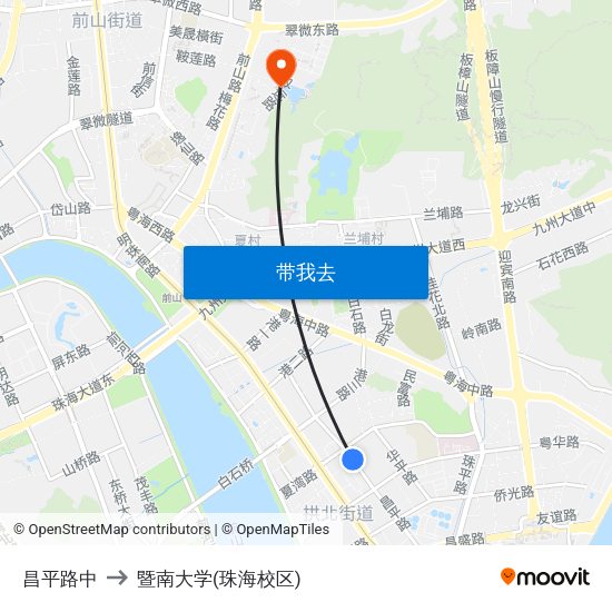 昌平路中 to 暨南大学(珠海校区) map