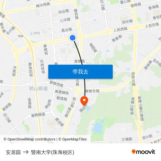 安居园 to 暨南大学(珠海校区) map