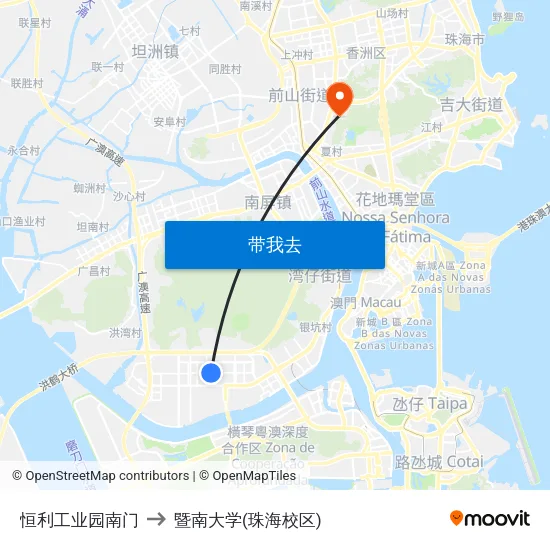 恒利工业园南门 to 暨南大学(珠海校区) map