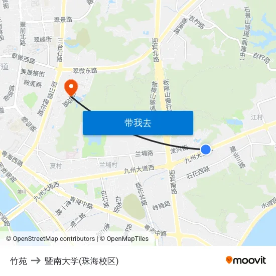 竹苑 to 暨南大学(珠海校区) map
