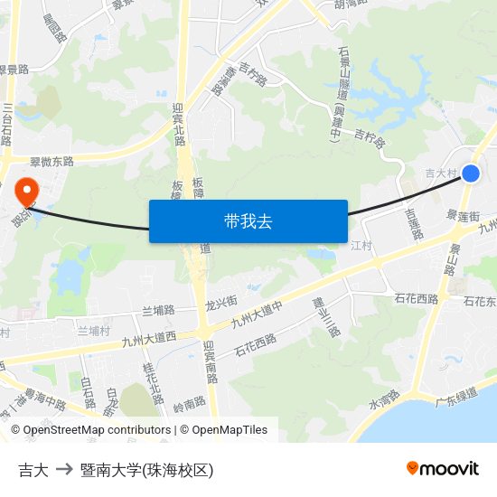 吉大 to 暨南大学(珠海校区) map